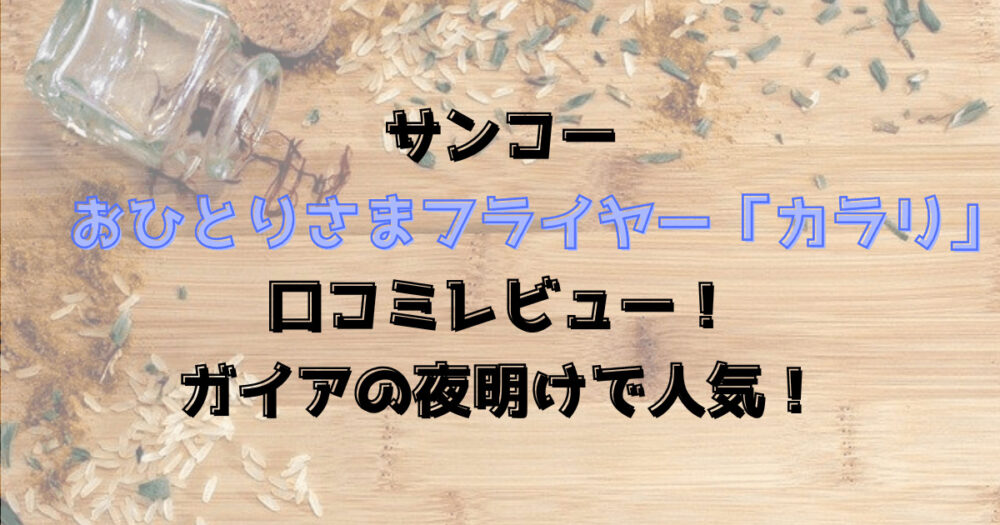 サンコーおひとりさまフライヤーのカラリの口コミレビュー！ガイアの夜明けで人気！